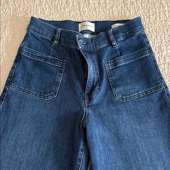 Frame Denim Le Slim Palazzo Pocket Wide Leg Blue Jeans (Thunderstorm) - Picture 6 of 7